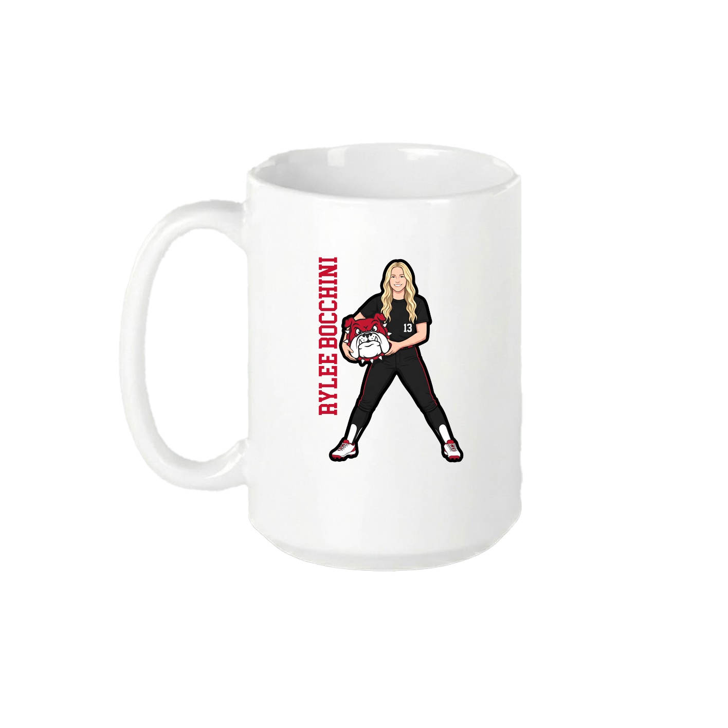 15oz Coffee Mug — Name Vertical in White
