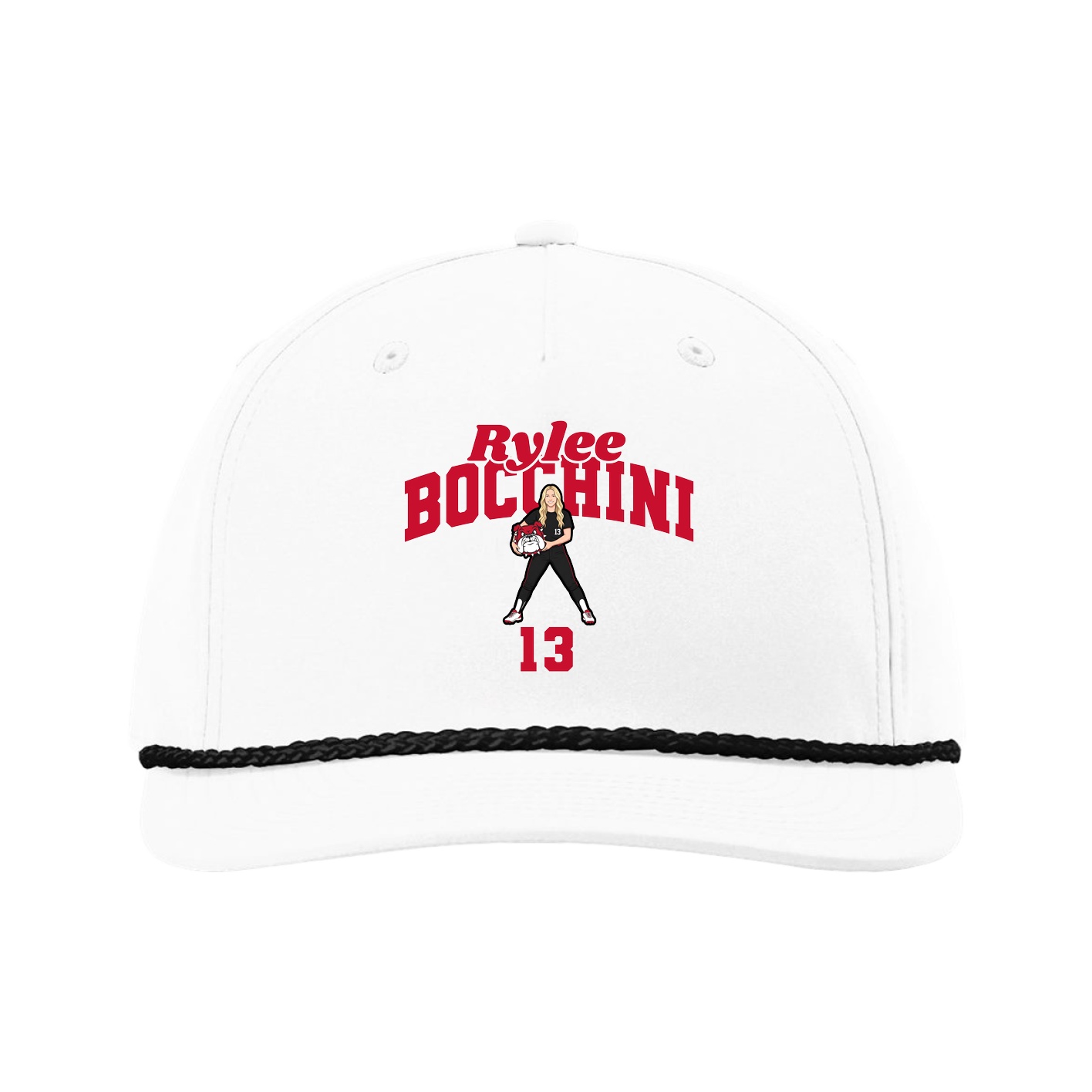 Five-Panel Classic Rope Cap — Signature Arch in White