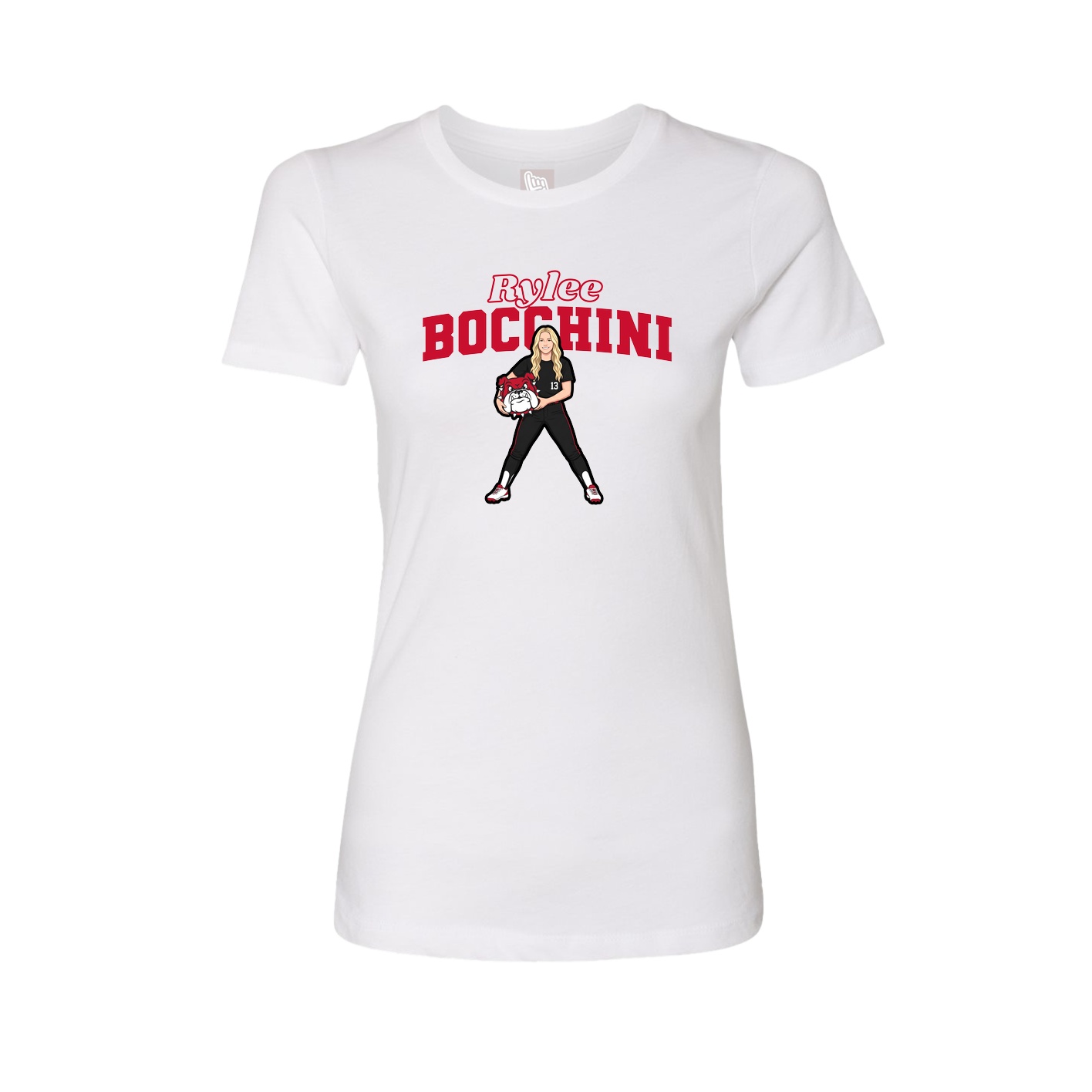 Fitted Women's Tee — Name Arch in White
