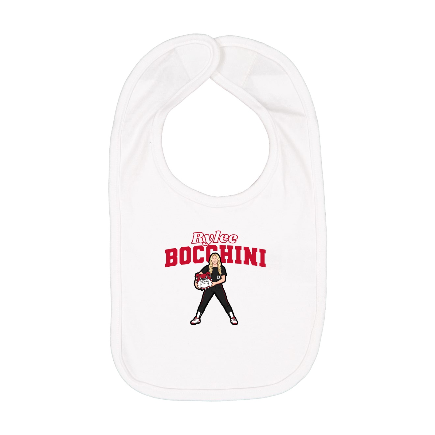 Infant Bib — Name Arch in White