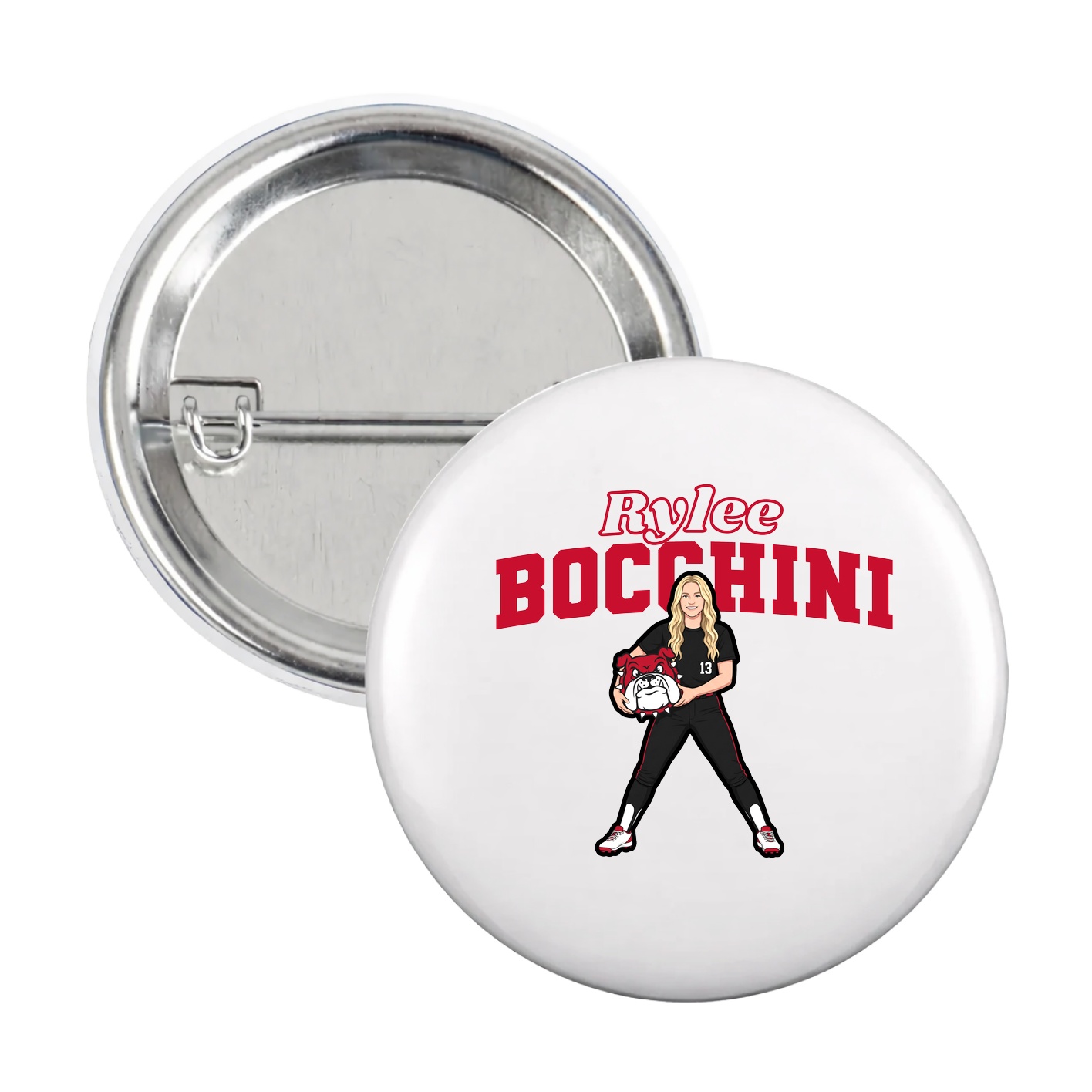 Game Day Button — Name Arch in White