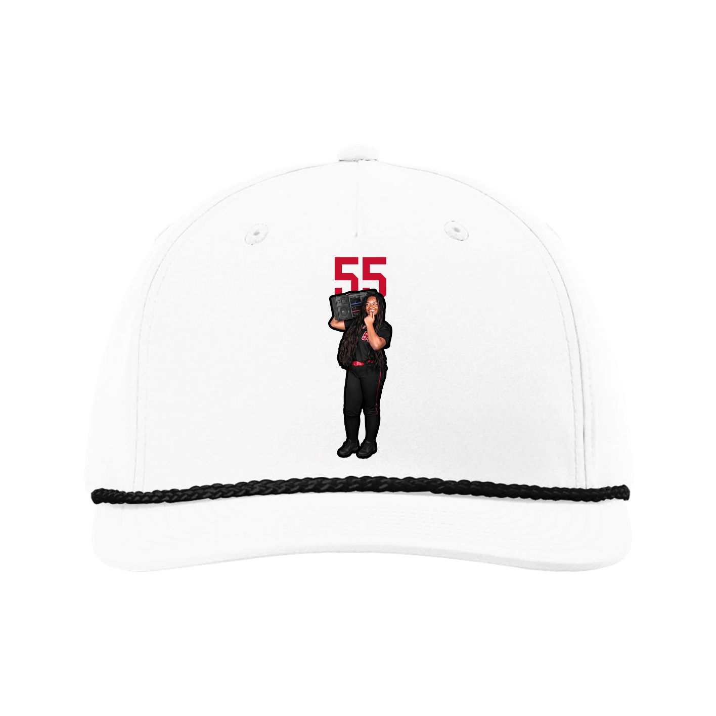 Five-Panel Classic Rope Cap — Number Top in White