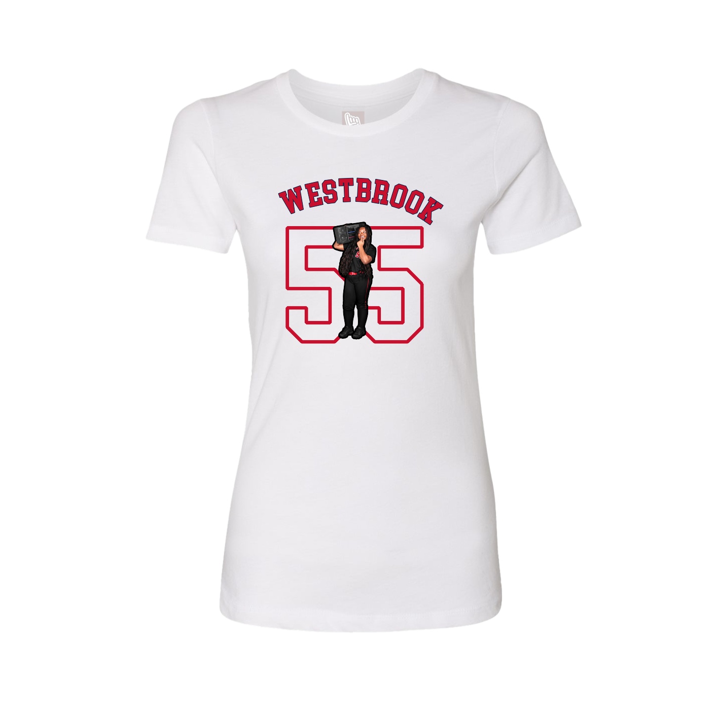 Fitted Women's Tee — Shirsey Arch in White