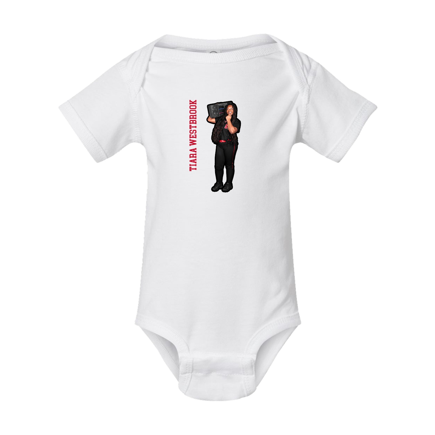 Baby Onesie — Name Vertical in White