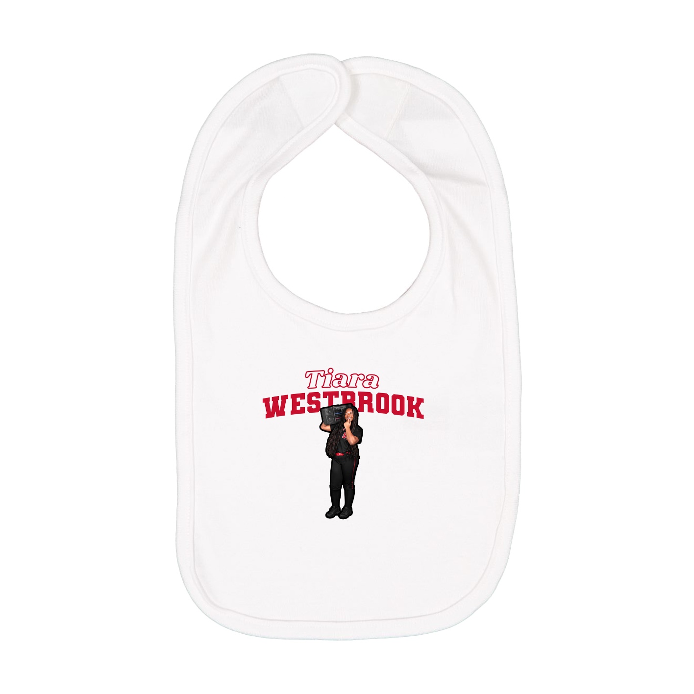 Infant Bib — Name Arch in White