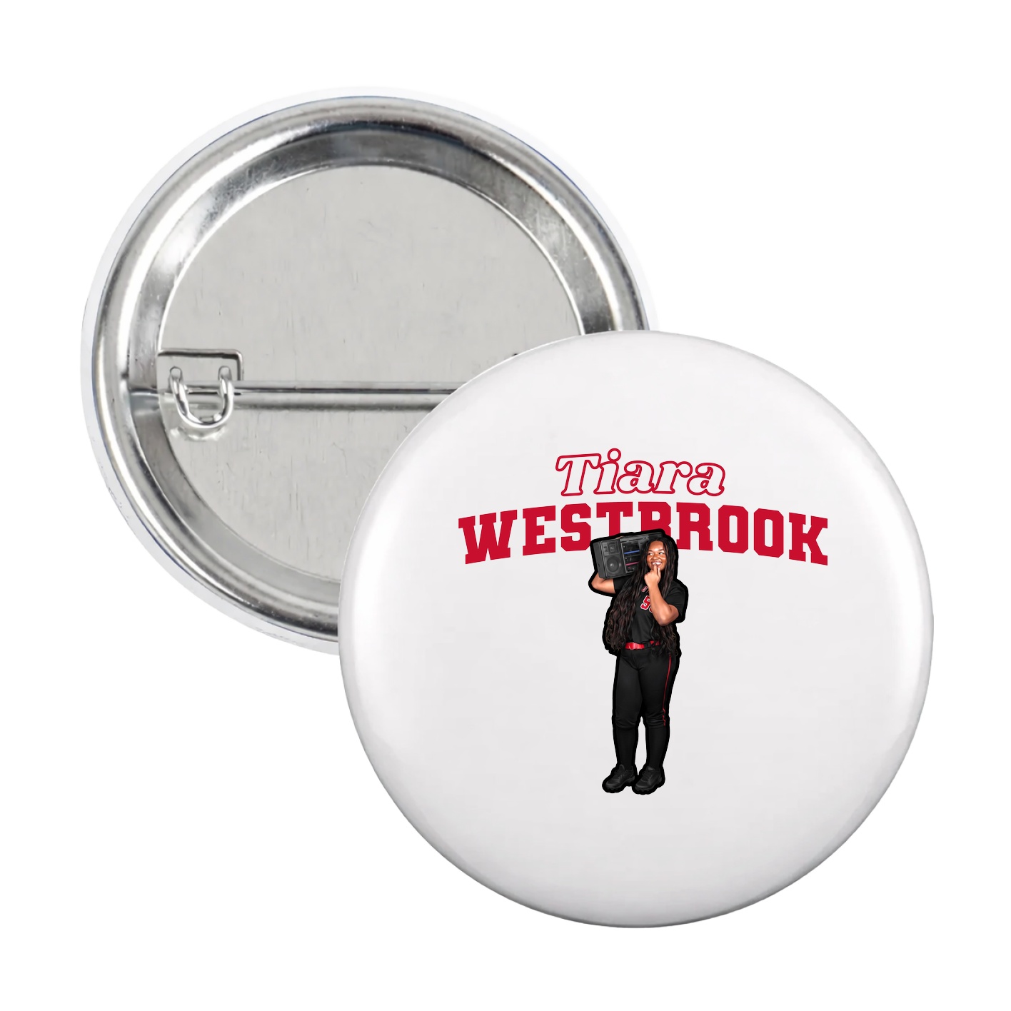 Game Day Button — Name Arch in White