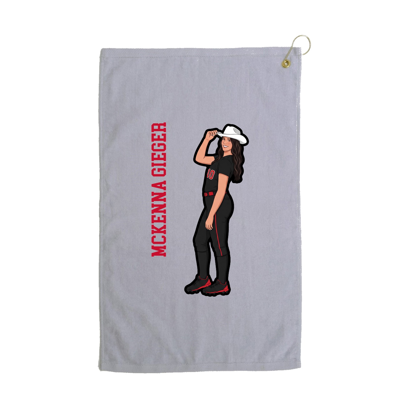 Golf Towel — Name Vertical in Grey