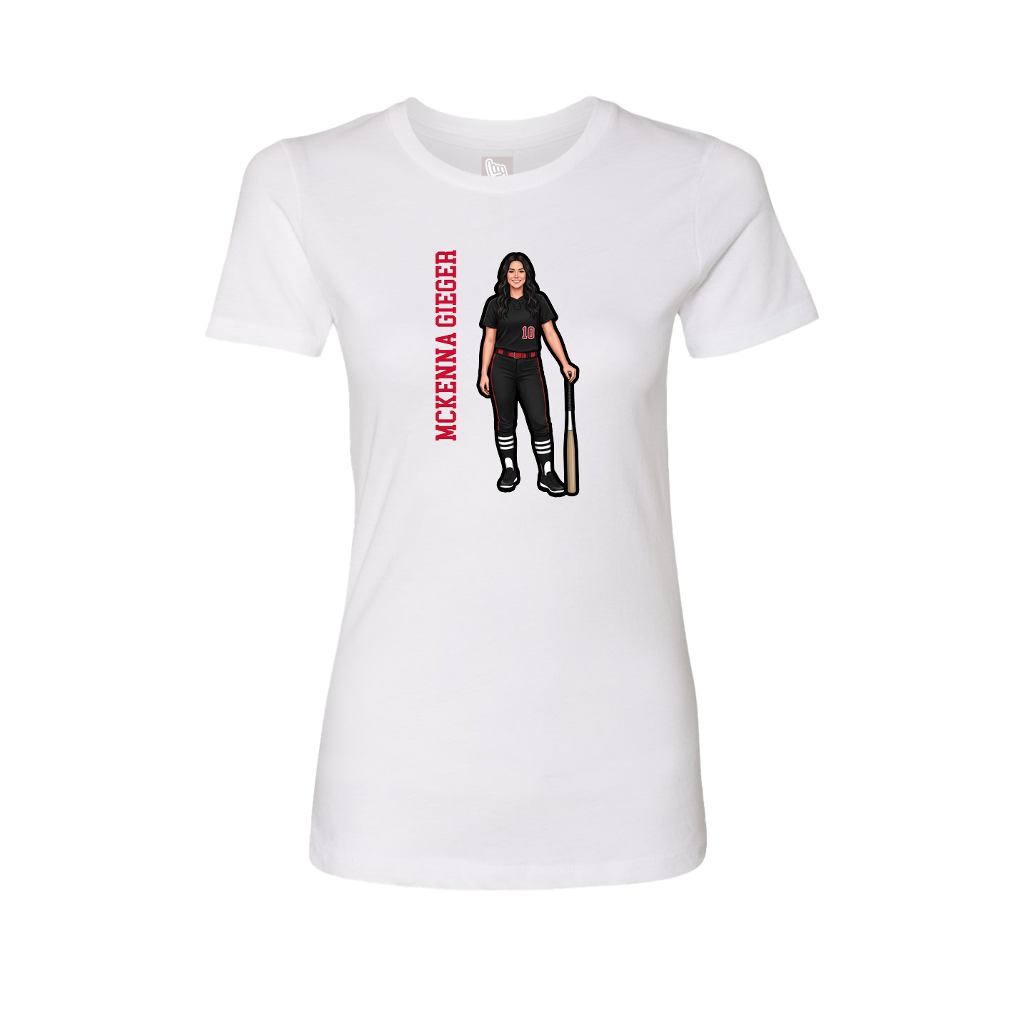 Fitted Women's Tee — Name Vertical in White