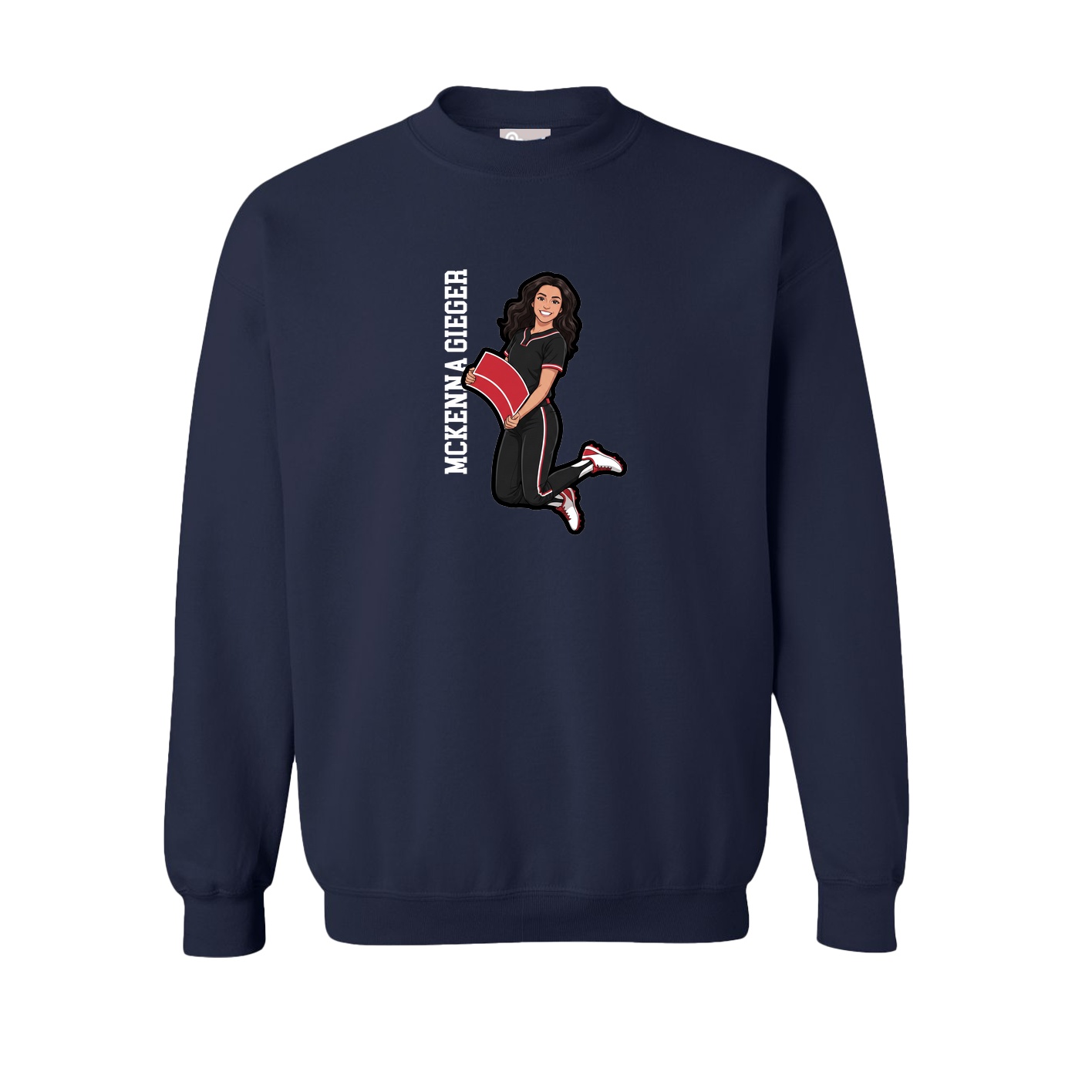 Fleece Crew — Name Vertical in Navy