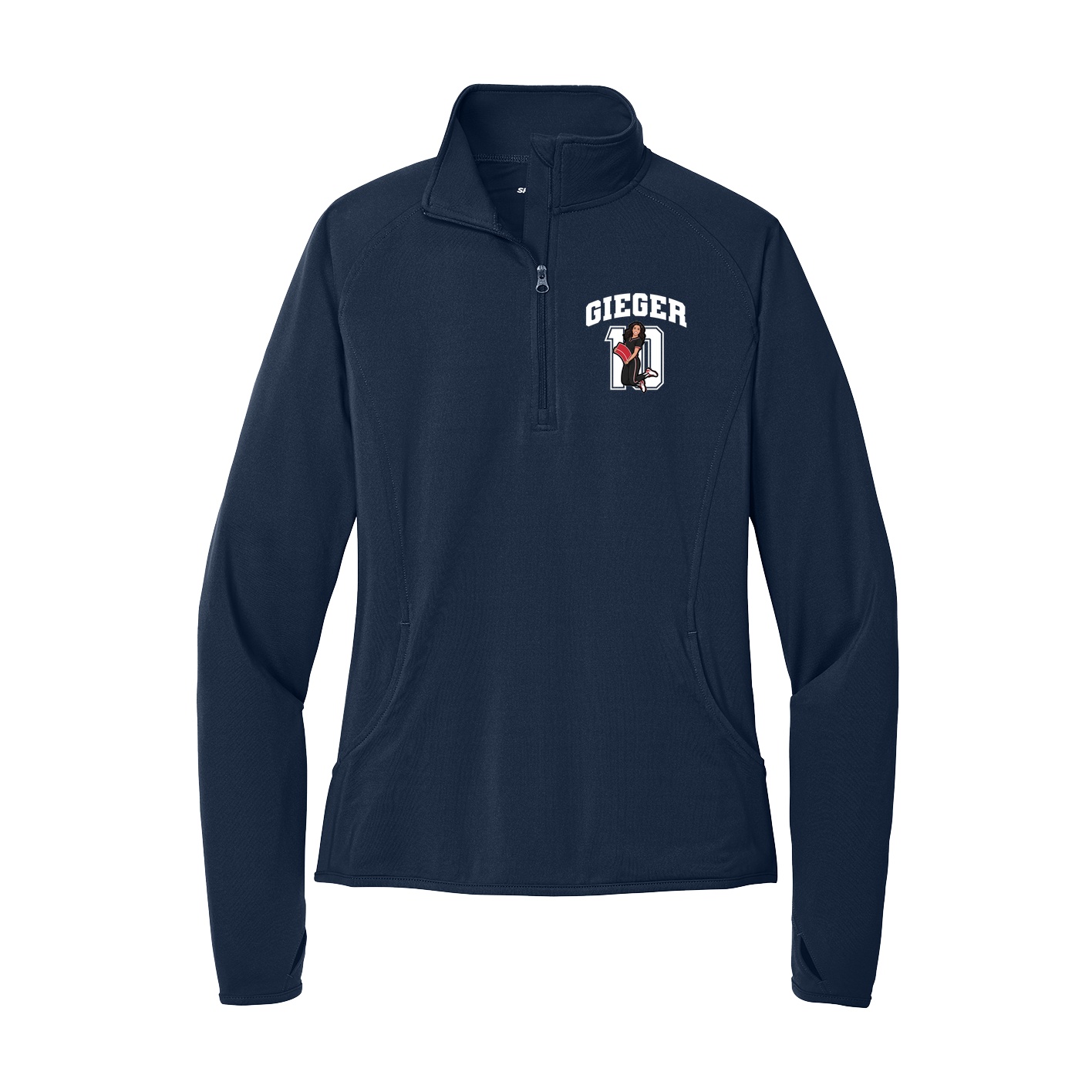 Women's Q-Zip Pullover — Number in Navy