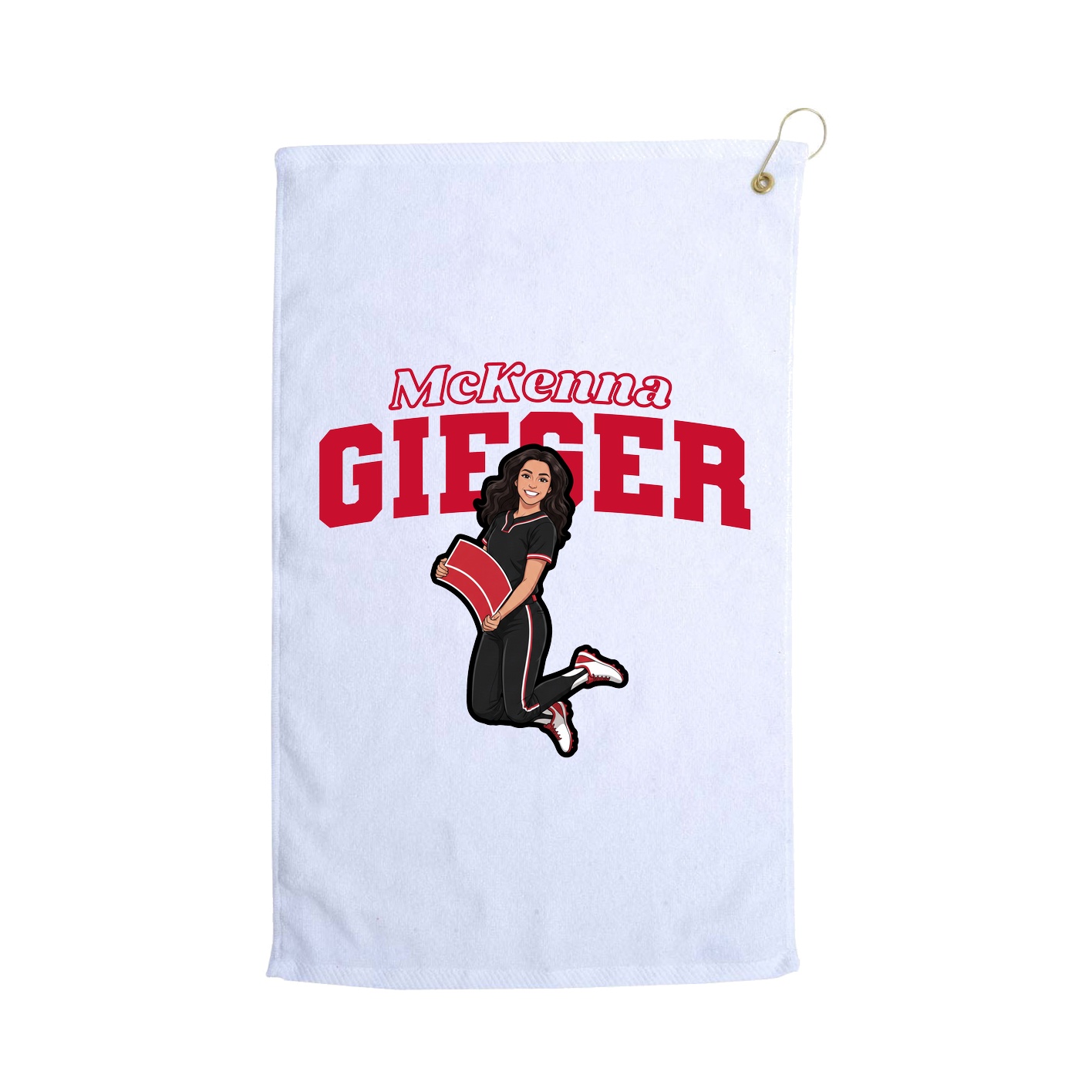 Golf Towel — Name Arch in White