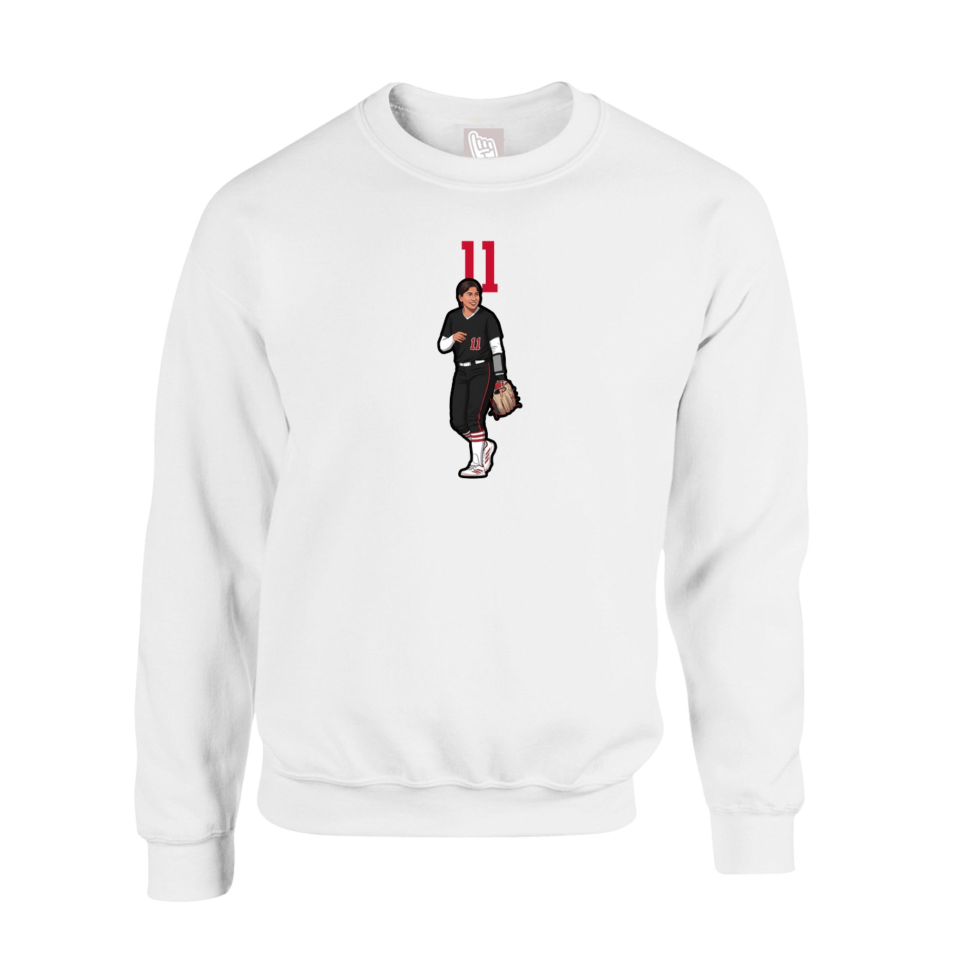 Fleece Crew — Number Top in White