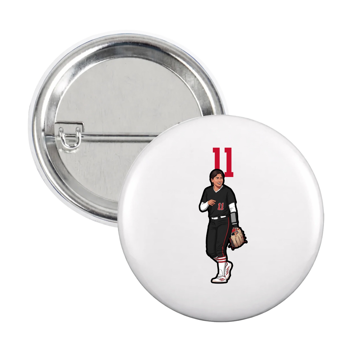 Game Day Button — Number Top in White