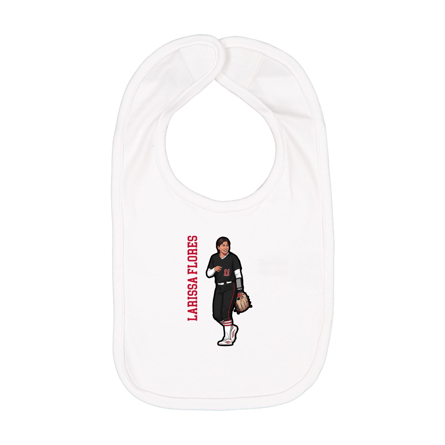 Infant Bib — Name Vertical in White