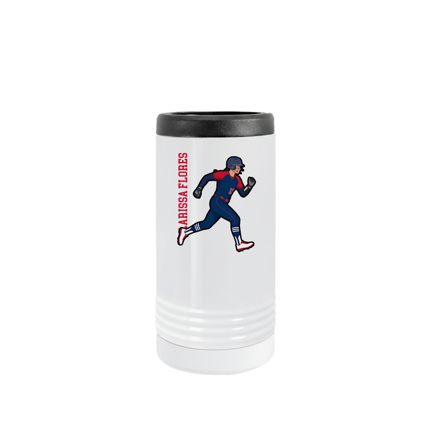Slim Beverage Holder — Name Vertical in White