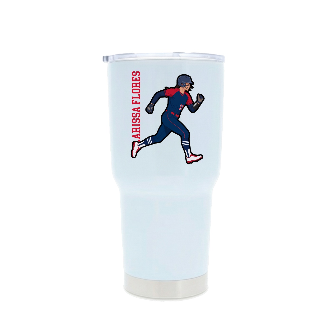 30oz Stainless Steel Tumbler — Name Vertical in White