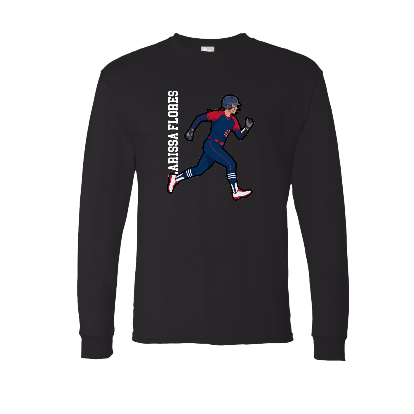 Long Sleeve Tee — Name Vertical in Black
