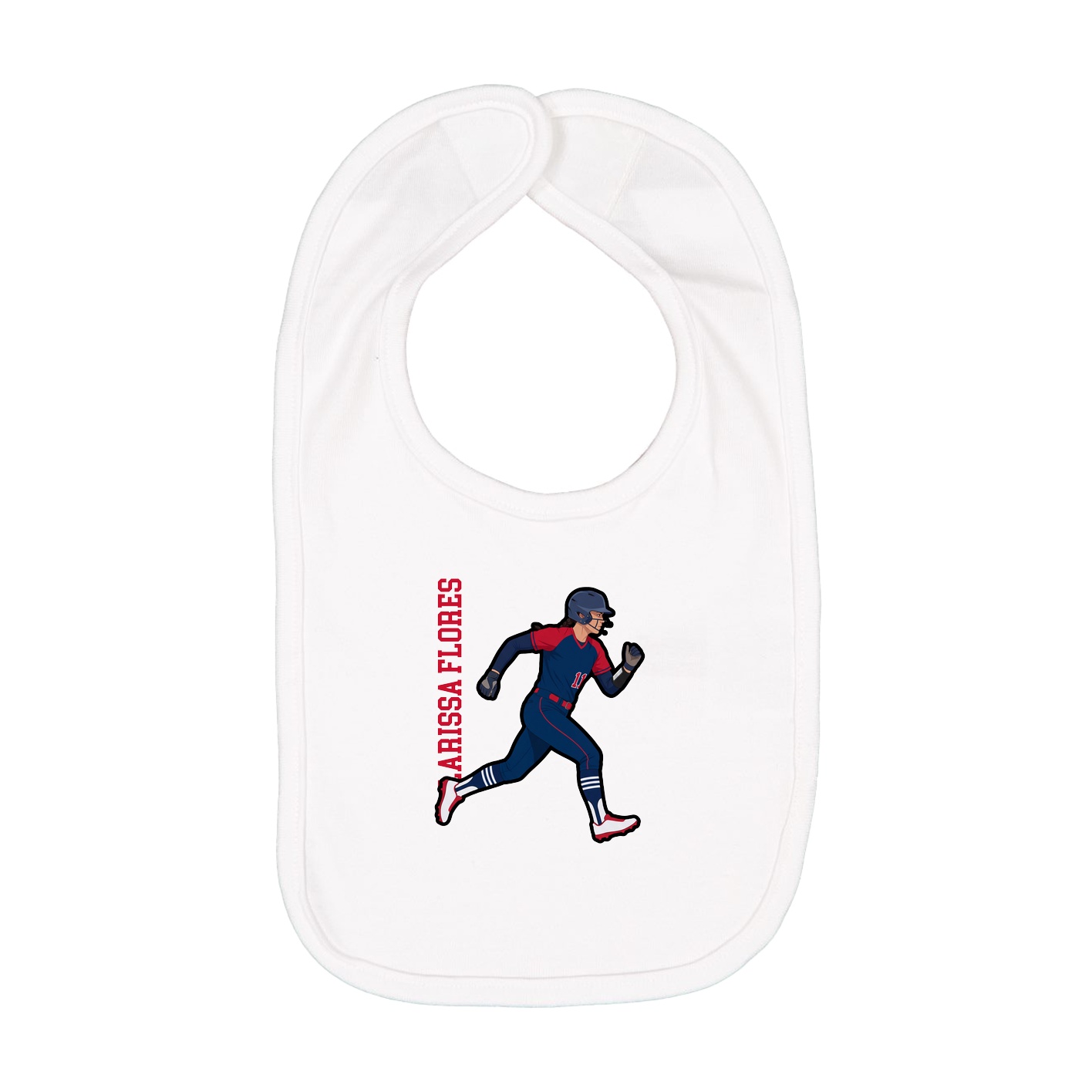 Infant Bib — Name Vertical in White