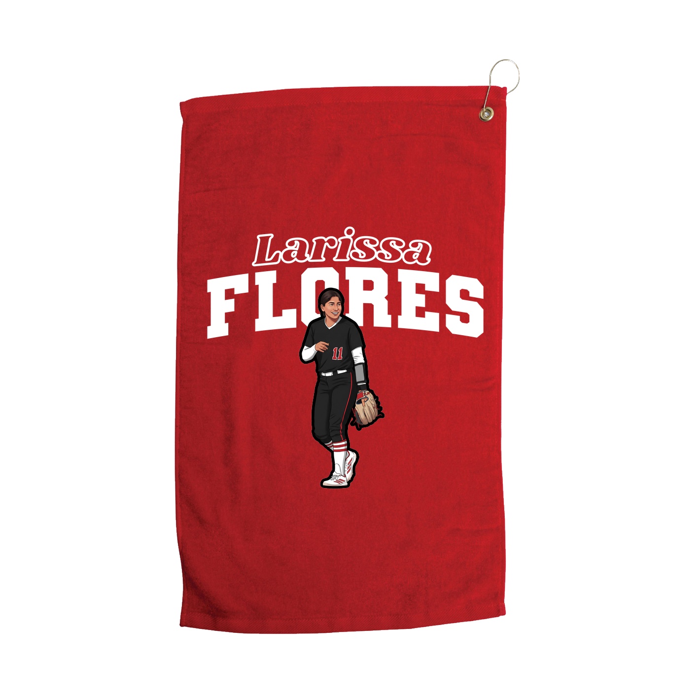 Golf Towel — Name Arch in Red