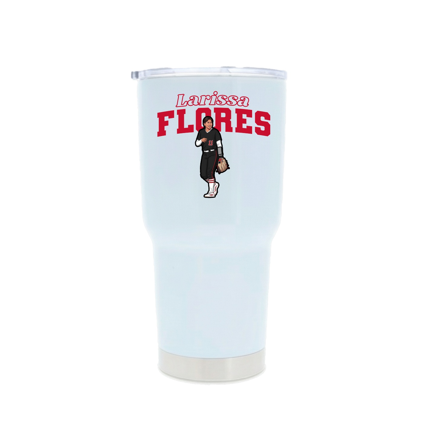 30oz Stainless Steel Tumbler — Name Arch in White
