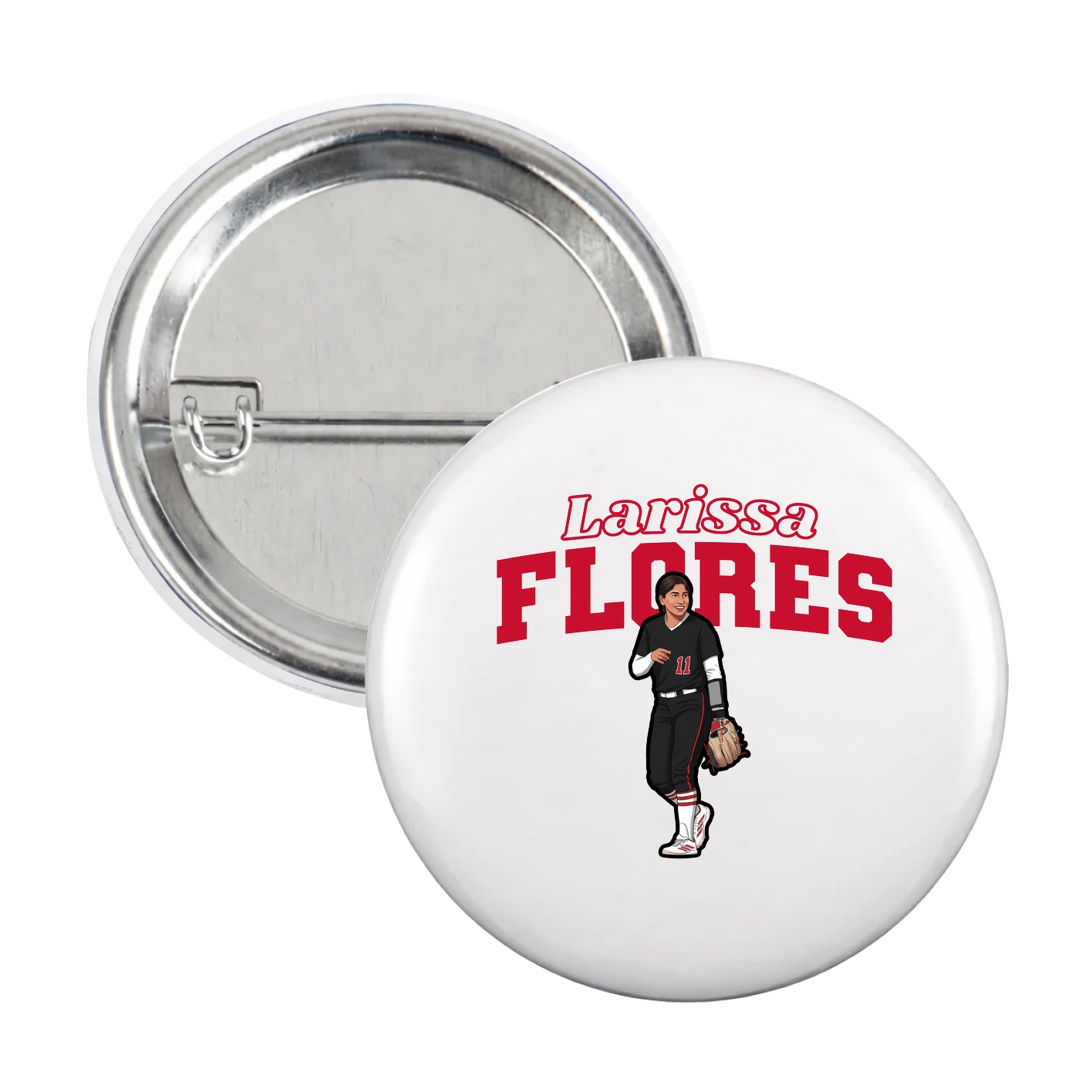 Game Day Button — Name Arch in White