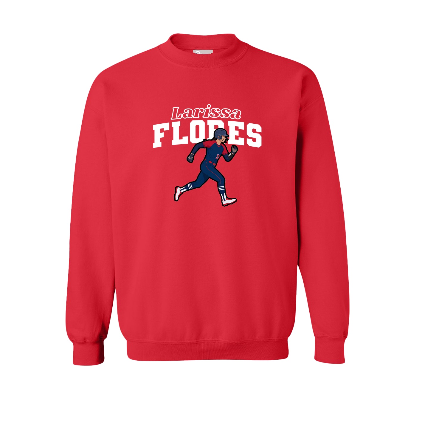 Fleece Crew — Name Arch in Red