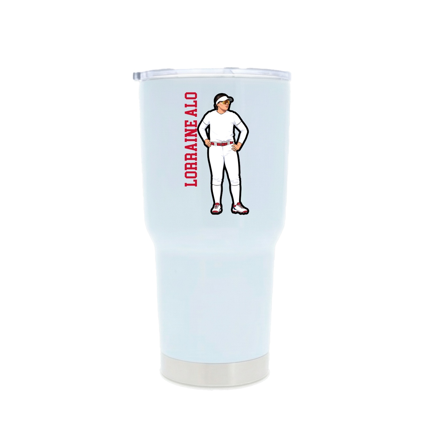 30oz Stainless Steel Tumbler — Name Vertical in White