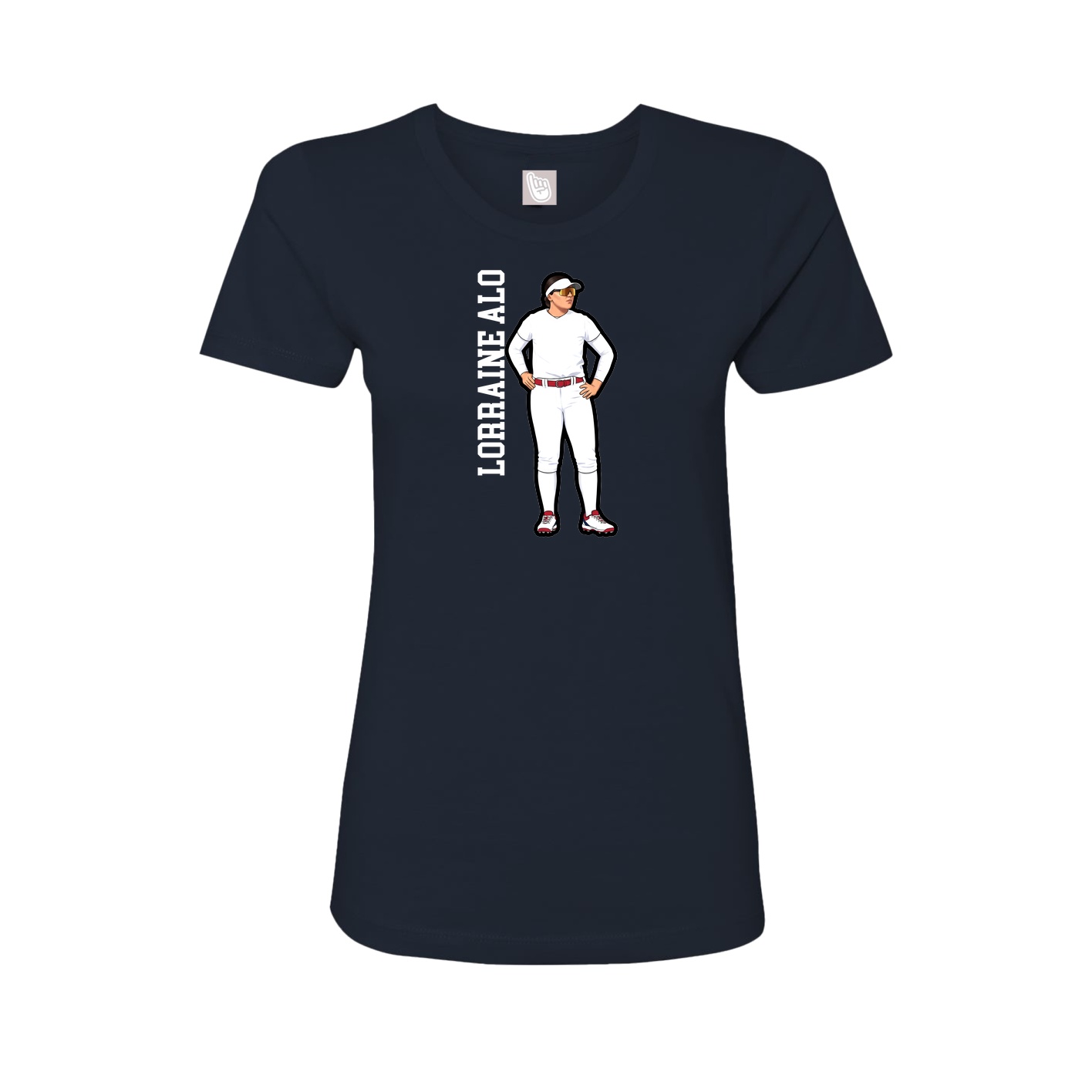 Fitted Women's Tee — Name Vertical in Navy