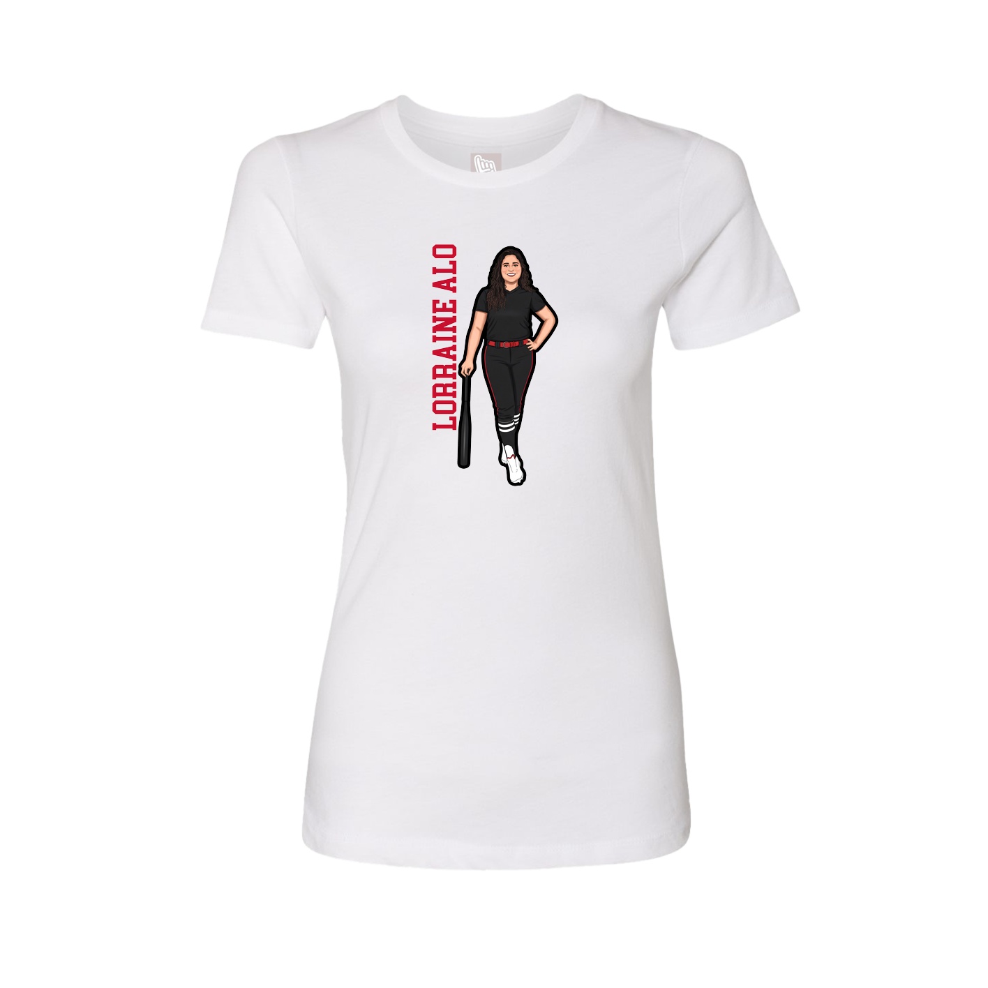 Fitted Women's Tee — Name Vertical in White