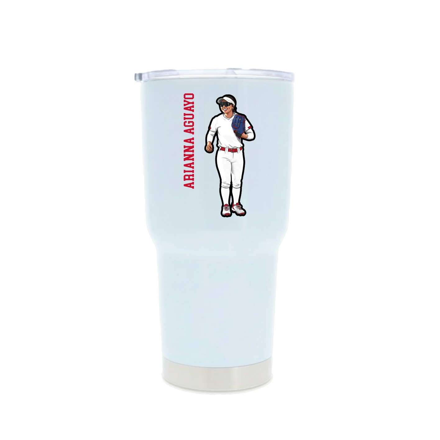 30oz Stainless Steel Tumbler — Name Vertical in White