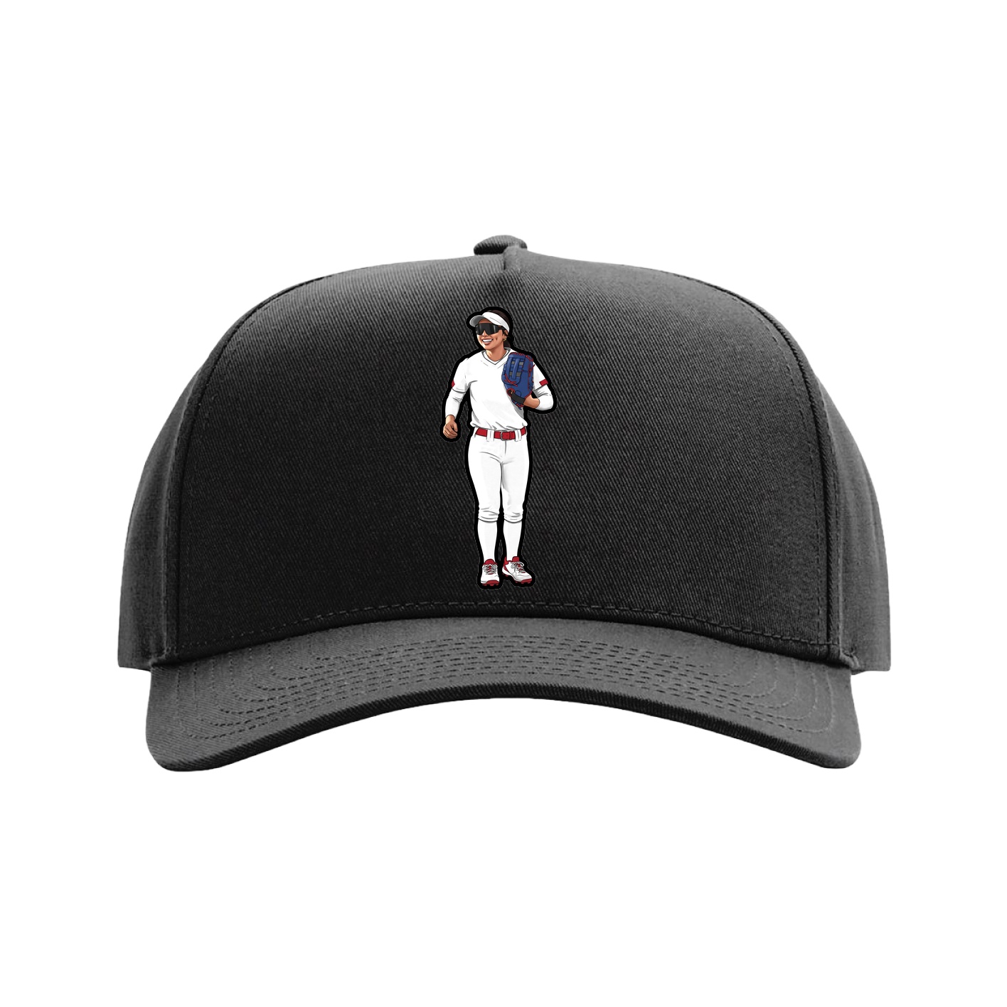 Full Fabric Five-Panel Champ Cap — Name Vertical in Black