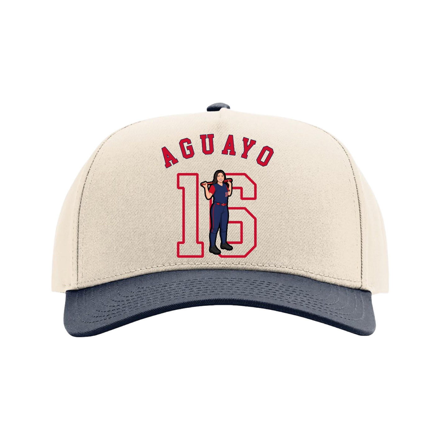 Full Fabric Five-Panel Champ Cap — Shirsey Arch in Cream/Navy