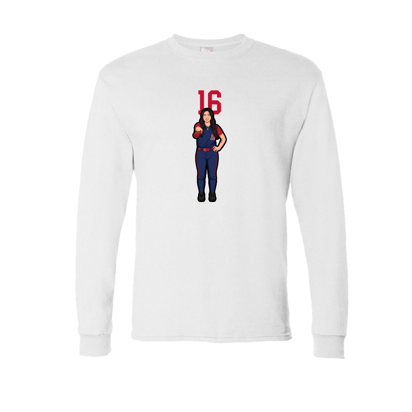 Long Sleeve Tee — Number Top in White