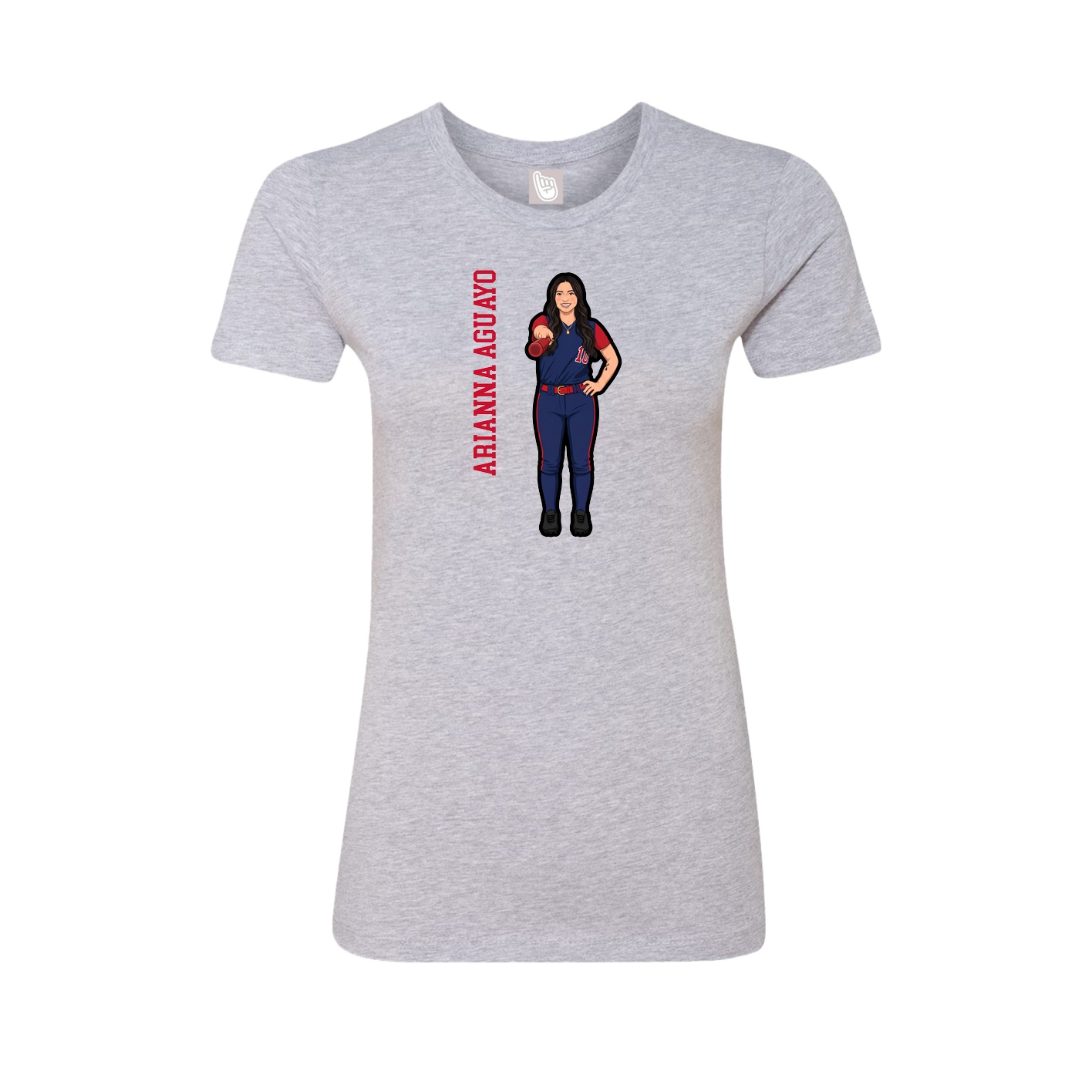 Womens Tee — Name Vertical in Grey
