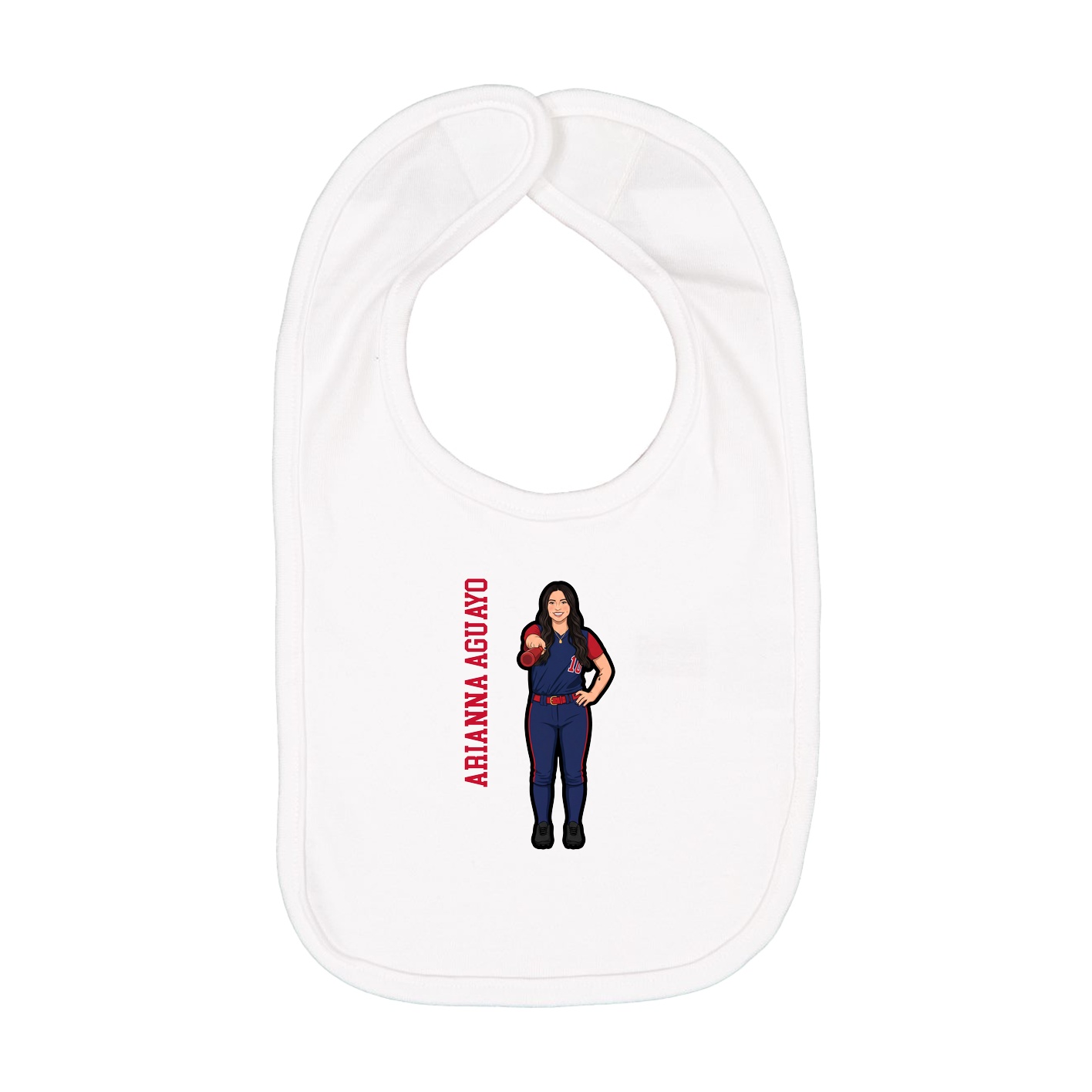 Infant Bib — Name Vertical in White