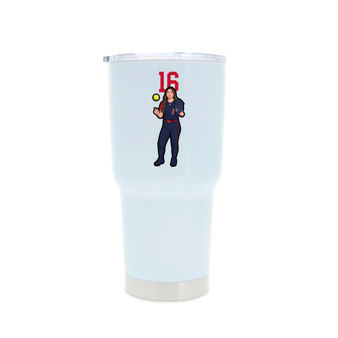 30oz Stainless Steel Tumbler — Number Top in White