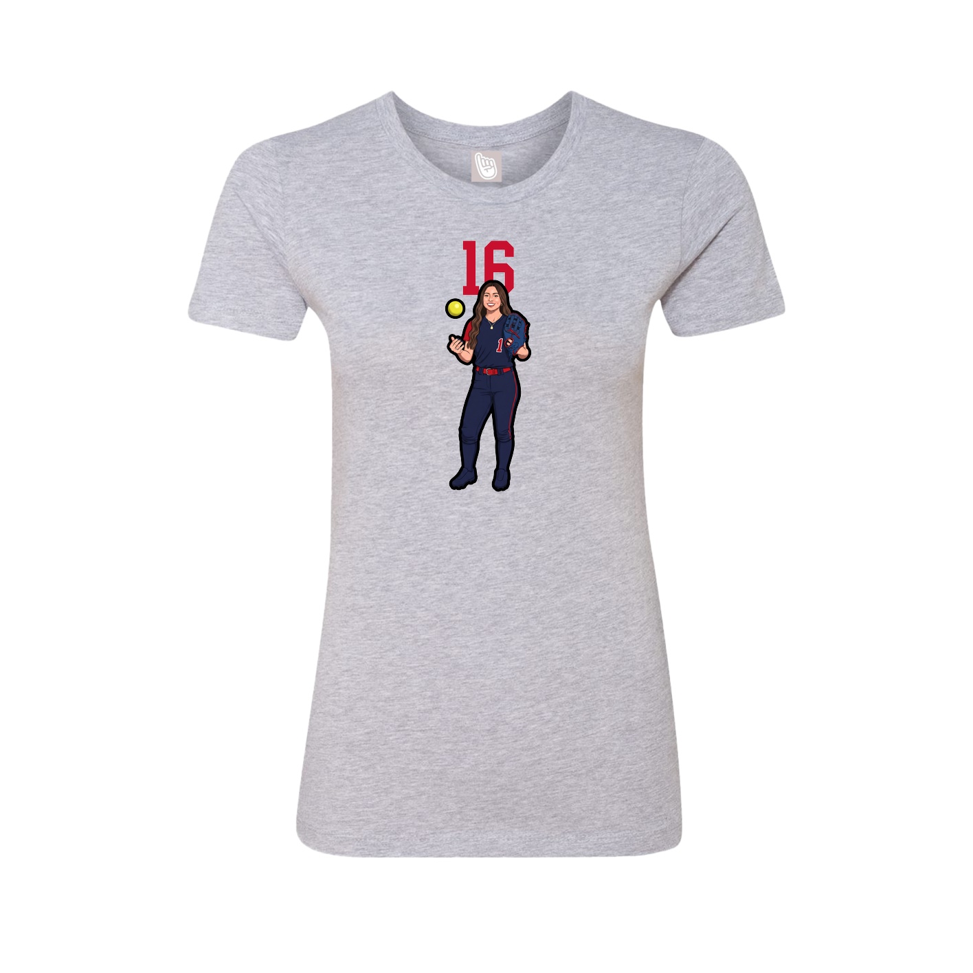 Fitted Women's Tee — Number Top in Grey