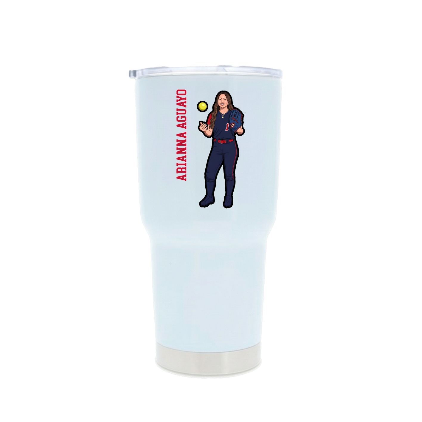 30oz Stainless Steel Tumbler — Name Vertical in White