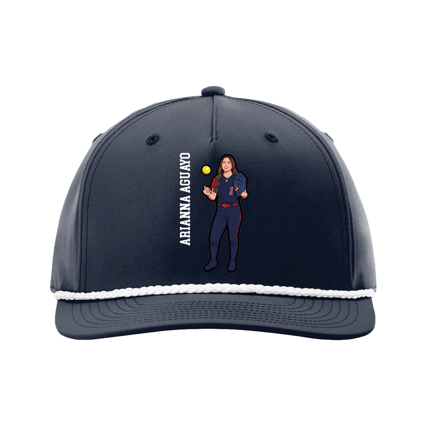 Five-Panel Classic Rope Cap — Name Vertical in Navy