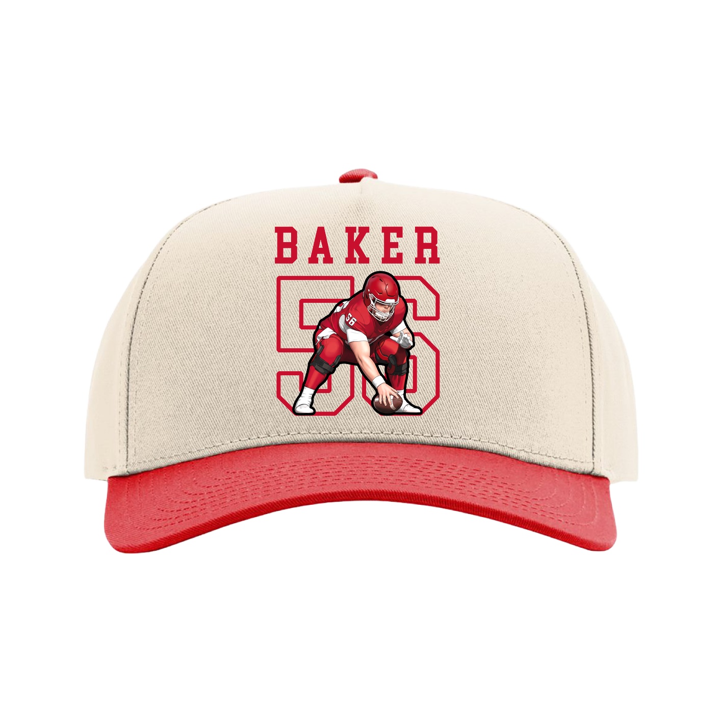 Full Fabric Five-Panel Champ Cap — Shirsey in Cream/Red