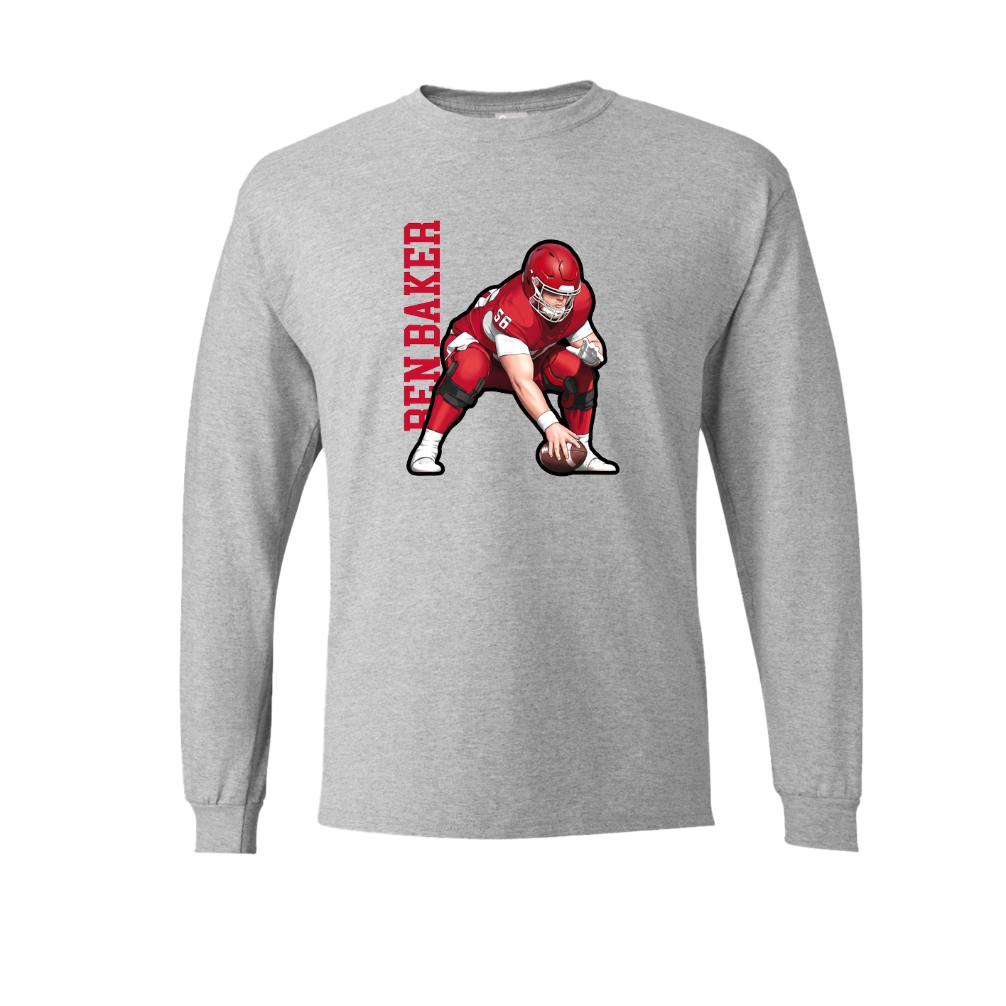 Long Sleeve Tee — Name Vertical in Grey
