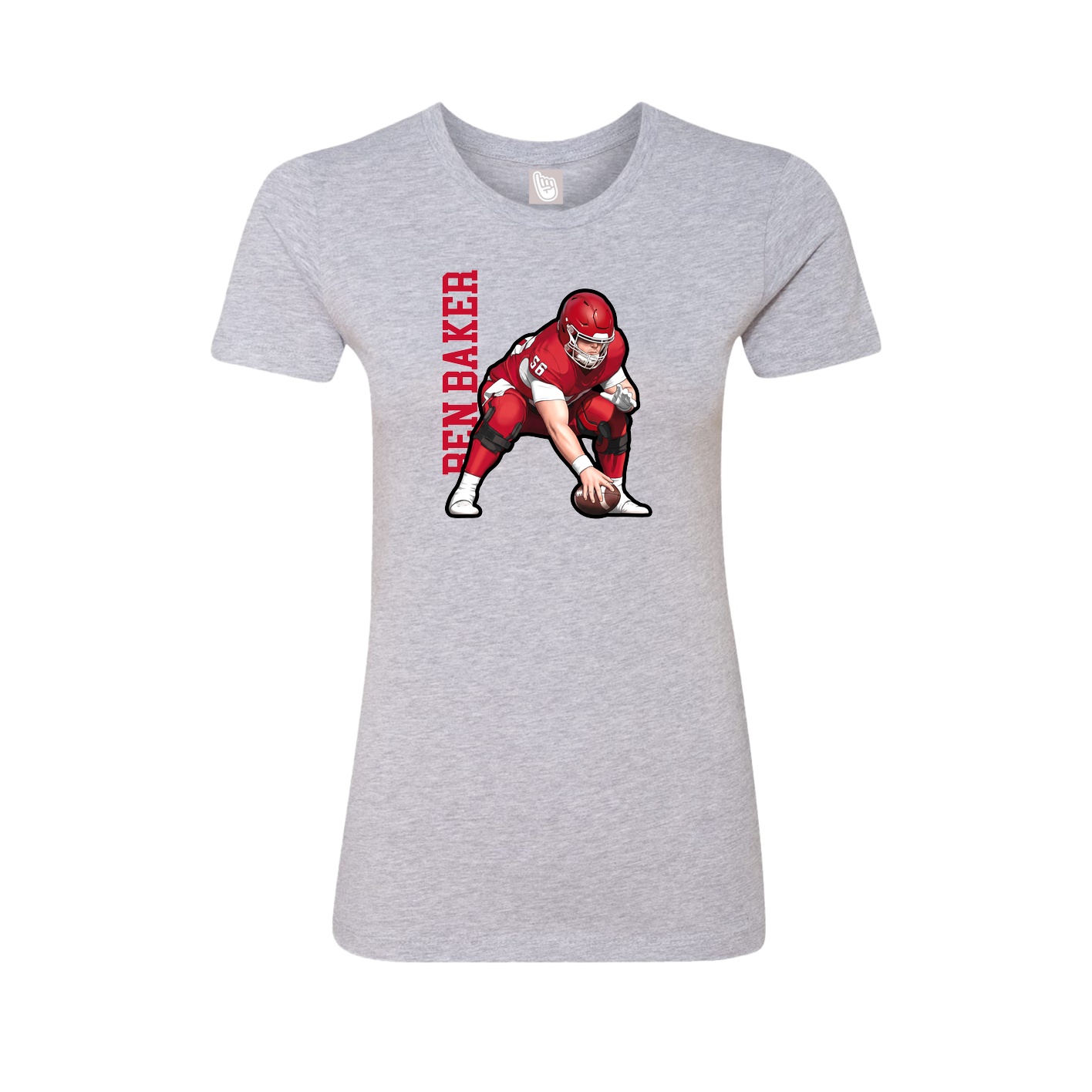 Fitted Women's Tee — Name Vertical in Grey