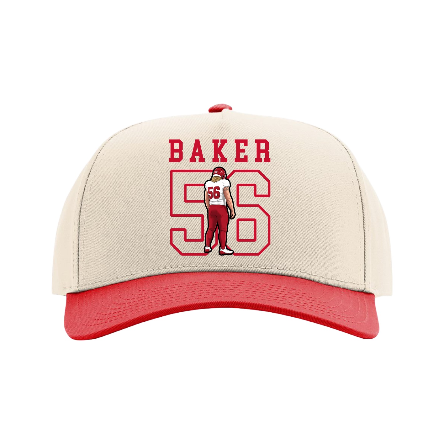 Full Fabric Five-Panel Champ Cap — Shirsey in Cream/Red