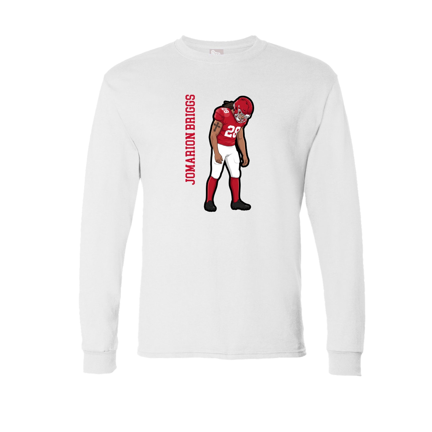 Long Sleeve Tee — Name Vertical in White