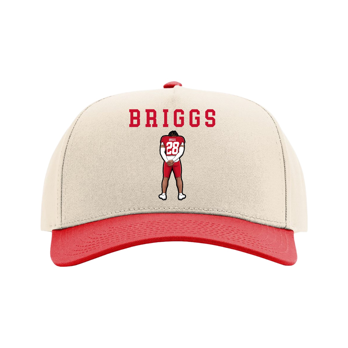 Full Fabric Five-Panel Champ Cap — Shirsey in Cream/Red