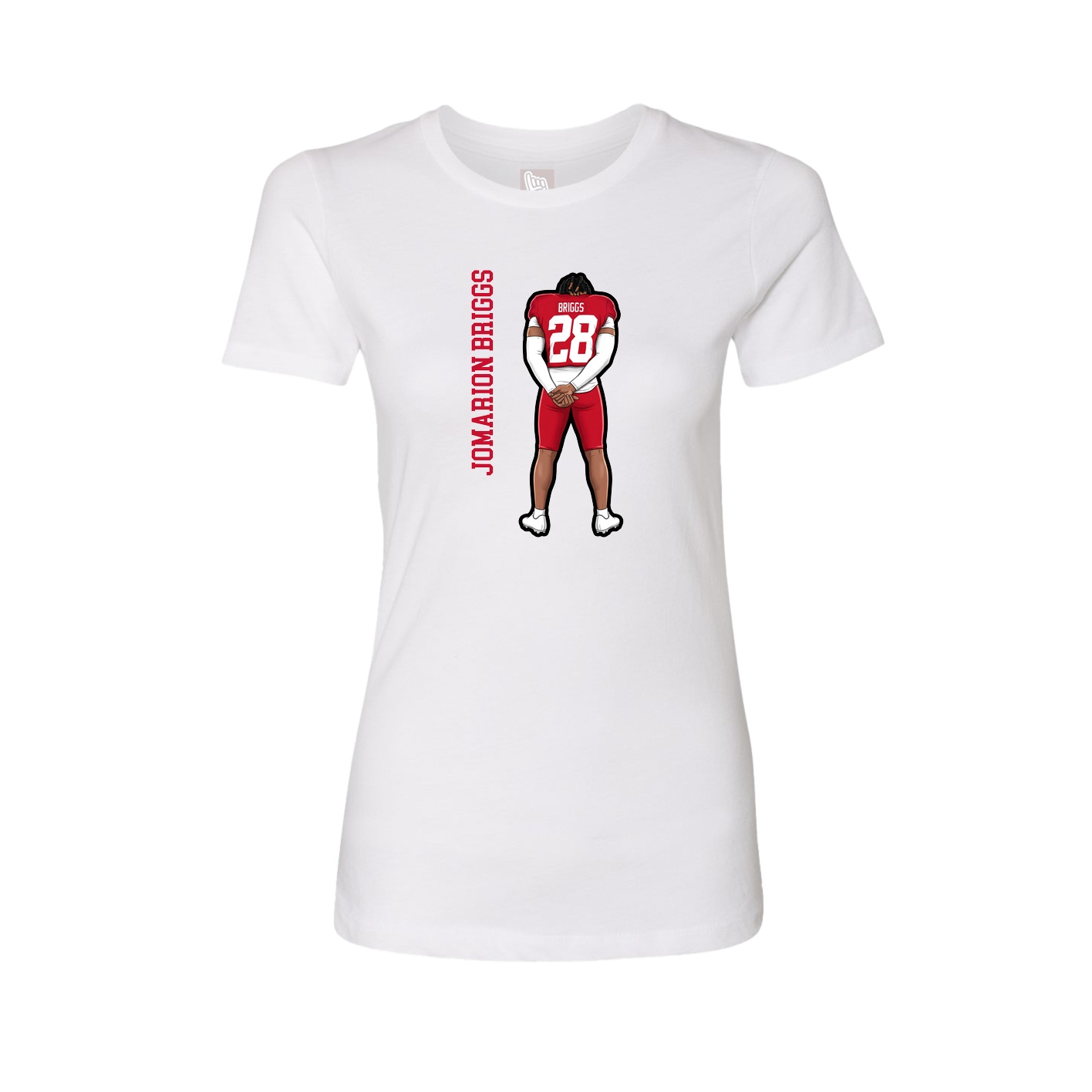 Fitted Women's Tee — Name Vertical in White