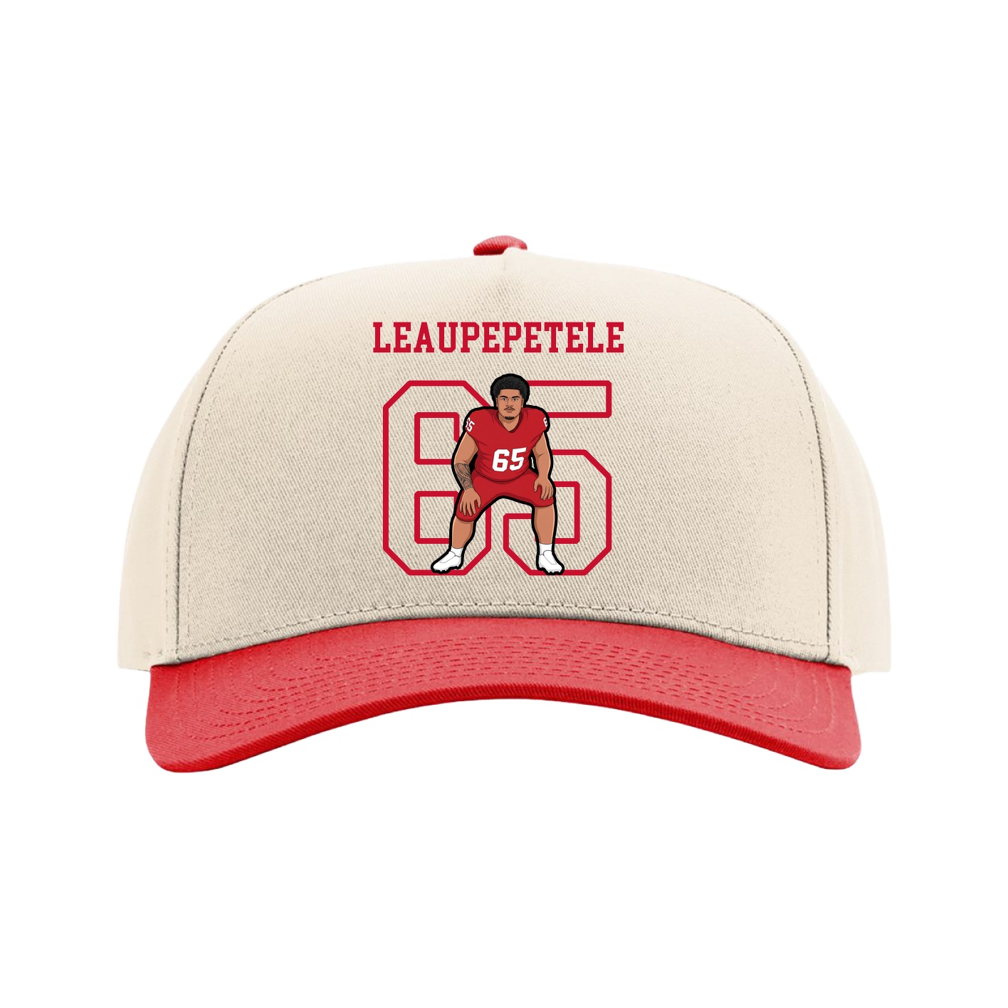 Full Fabric Five-Panel Champ Cap — Shirsey in Cream/Red