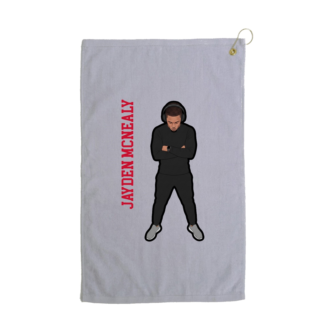Golf Towel — Name Vertical in Grey