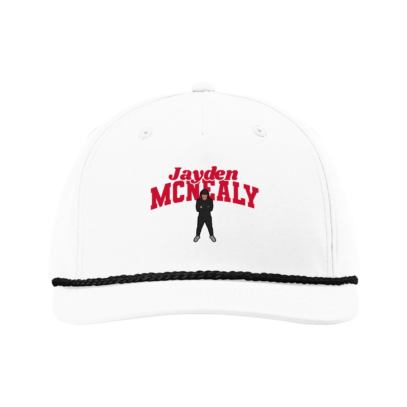 Five-Panel Classic Rope Cap — Signature Arch in White