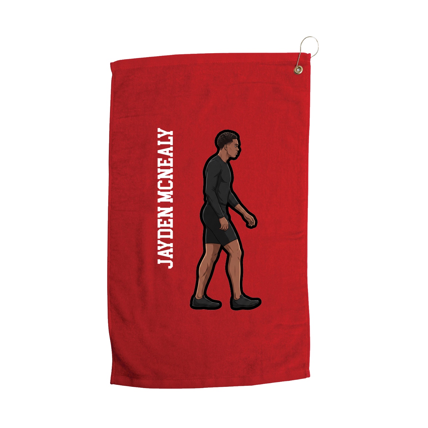 Golf Towel — Name Vertical in Red